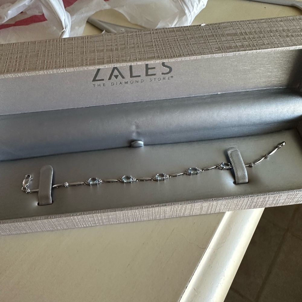 Aquamarine Diamond accent gemstone bracelet